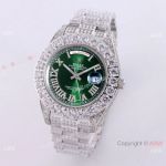 Rolex Day Date Green Dial Ice Watch - Rolex Diamond Bezel Replica Watch